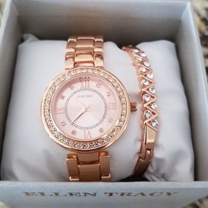 💕NIB Ellen Tracy Rose Gold Watch and Bangle💕